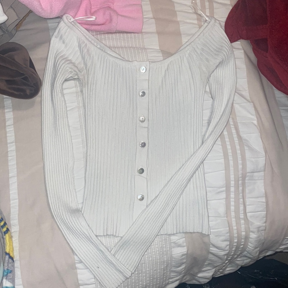 White long sleeve top